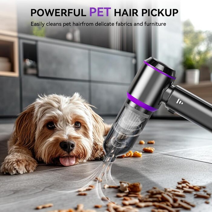 Ручний пилосос Tidy Cats, акумуляторний акумуляторний ручний пилосос на 18000 Па, 3-швидкісний автомобільний пилосос з миючим філь