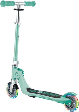 Дитячий самокат Globber Flow Foldable Junior Lights складаний, з підсвічуванням коліс та регульованим кермом, від 3 років, м'ятний