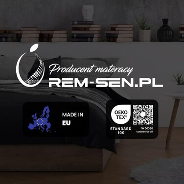 Наматрацник REM-Sen, 90x200 см, висота 6 см, рівень жорсткості 5 (H5). Виготовлений з дуже міцного пінополіуретану з тришаровим мембранним покриттям. Підходить для диванів або будь-якої іншої зони відпочинку. Сертифіковано Oeko-Tex. H5 90 x 200 см