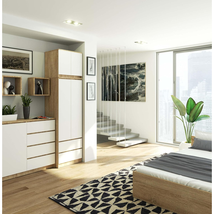 Шафа AKORD S60 з висувною 60 см з 2 дверима та 2 шухлядами Висувна шафа Просторий внутрішній простір Ш60 x В234 x Г51 см Вага 78,05 кг Дуб Сонома/Білий