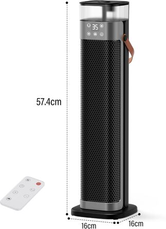 Енергозберігаючий електричний вентилятор-обігрівач, керамічний нагрівач PTC потужністю 2000 Вт з функцією зволоження, пульт дистанційного керування, коливання 75, 3 режими фонового освітлення, режим ECO, захист від перегріву та перекидання, 12-годинний та