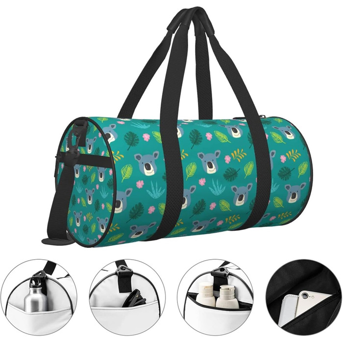 Милий Коала та Тропічні Рослини, Зелена Сумка для Подорожей, Спортивна Сумка, Сумка на Вихідні, Дорожня Сумка, Сумка для Відпочинку, Ручна Подорожня Сумка