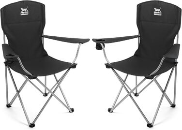 Комплект з 2 кемпінгових стільців BigDean з надзвичайно високою спинкою, максимальне навантаження 150 кг, розкладне стілець, рибальське крісло, розкладне крісло, кемпінгове крісло, розкладне рибальське крісло, кемпінгові стільці, садове крісло