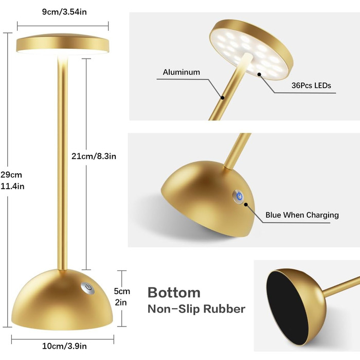 Світлодіодна настільна лампа Hapfish Акумуляторна батарея, 5000 мАг Симпатична настільна лампа Бездротова, з можливістю затемнення