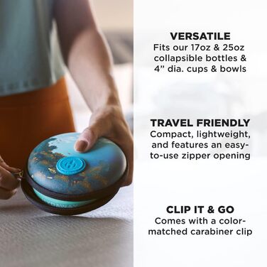 Дорожній футляр HYDAWAY для зберігання та захисту складних пляшок для води та стаканчиків для аеропортів, TSA, відпусток, сімейних, ділових, пригодницьких поїздок. Пляшки та стаканчики продаються окремо. Біскейн