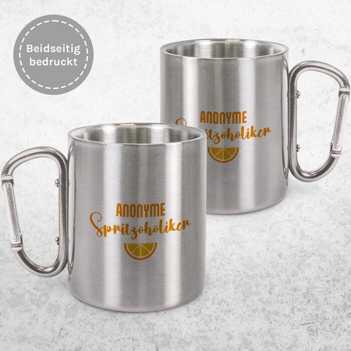 Чашка для пиття з нержавіючої сталі з карабіном Ідея подарунка 330 мл Чашка Для кемпінгу Ключки Срібний