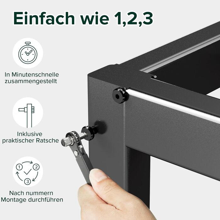 Каркас ліжка Zinus Elias 140x200 см - Металеве ліжко 140x200 з металевою рейковою основою - Платформа заввишки 36 см з простором під нею - Не потрібна пружинна основа - Легке складання - Чорний