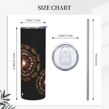 Кухоль з прямою трубочкою, 590 мл, дизайн зірки з кульбаб, друкований, дорожній кухоль, підходить для кемпінгу, офісу та дому