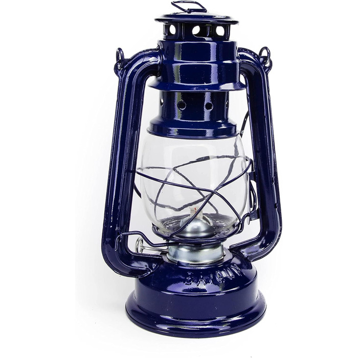 Газова лампа 30 см, синя, з порошковим покриттям, скляна, штормовий ліхтар, кемпінгова