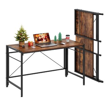 Складаний комп&39ютерний стіл 110 x 50 см Складаний комп&39ютерний стіл зі сталевим каркасом Компактний ПК-стіл Водонепроникний стіл для домашнього офісу, кабінету (ретро-коричневий) 50 x 100 см Ретро-коричневий