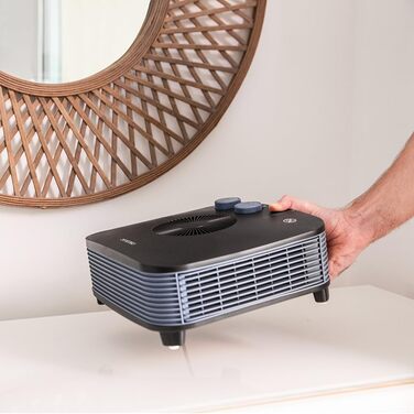 Електричний енергозберігаючий вентилятор-обігрівач Cecotec ReadyWarm 2050 Max Horizon, чорний, 2000 Вт, 3 режими роботи, легкий, регульований термостат, ручне керування, автоматичний захист від вимкнення