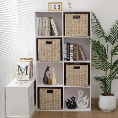 Набір із 4 предметів кошик з полицями Kallax Expedit/плетений кошик Kallax / 30,5 x 30,5 x 30,5 В см/пластиковий кошик з полицями/складаний кошик, плетений кошик/полиця-коробка для зберігання/кошик для зберігання, складний кошик з полицями, бежевий, 02