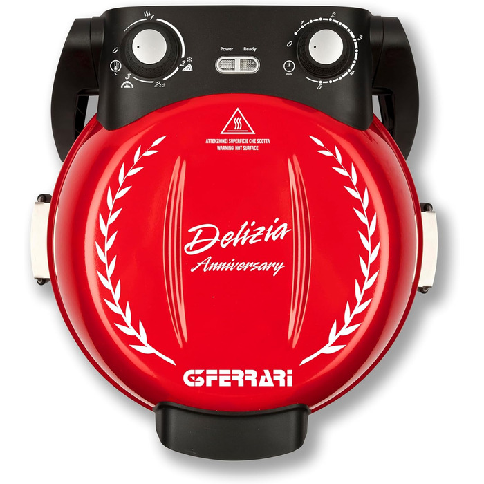 Піч для піци, 1200 Вт, 400 C, лімітована річниця, ароматна піца за 3-5 хвилин, буклет рецептів в комплекті, 3 Ferrari G1017702 Pizza Delizia Anniversary