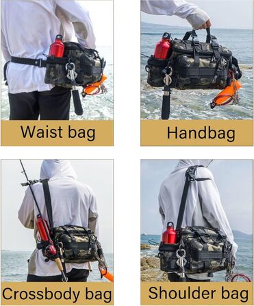 Рибальська сумка YUEMING, рибальська сумка для рибалки, чохол для рибалки Сумка для форелі рибальська з м&39яким плечовим ременем і ручками для перенесення, сумка для рибалки, універсальна сумка, сумка для коропа для рибалки камуфляжна