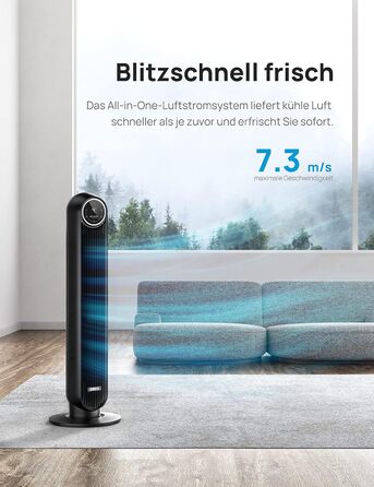 ДБ Тихий баштовий вентилятор, швидкість 7,3 м/с 4 рівні швидкості 4 режими 8 годин таймер 90 коливальні вентилятори з дистанційним