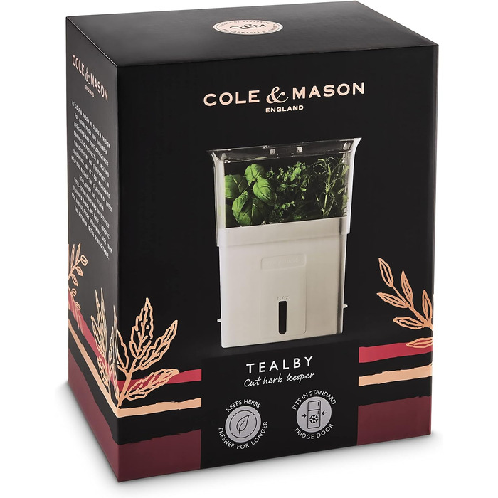 Горщик для свіжих трав Cole & Mason Tealby, коробка для нарізаних трав/коробка для нарізаних трав/кухня з коробкою для трав, акрил, довше зберігає трави свіжими, 2 роки гарантії