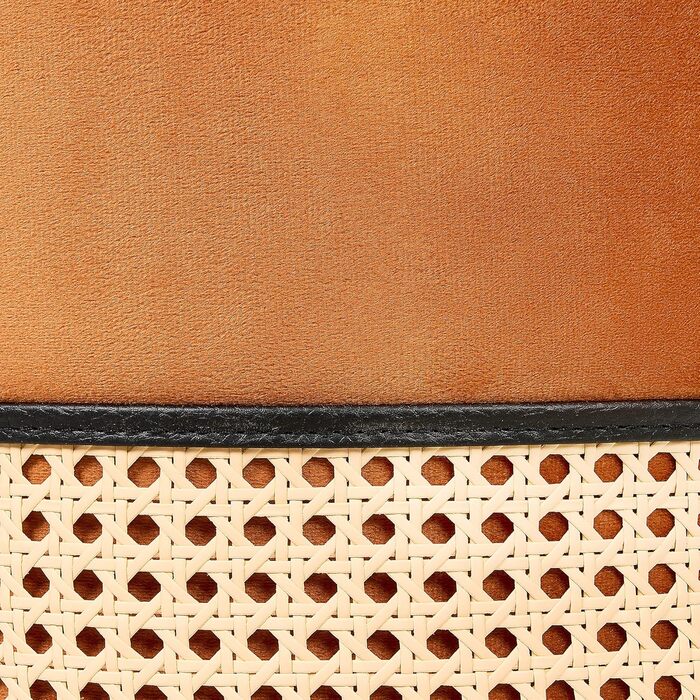 Пуф-стілець Beliani, оксамит, помаранчевий, однотонний, круглий, Ø 35 см, з плетінням Weiner, сучасний Янктон