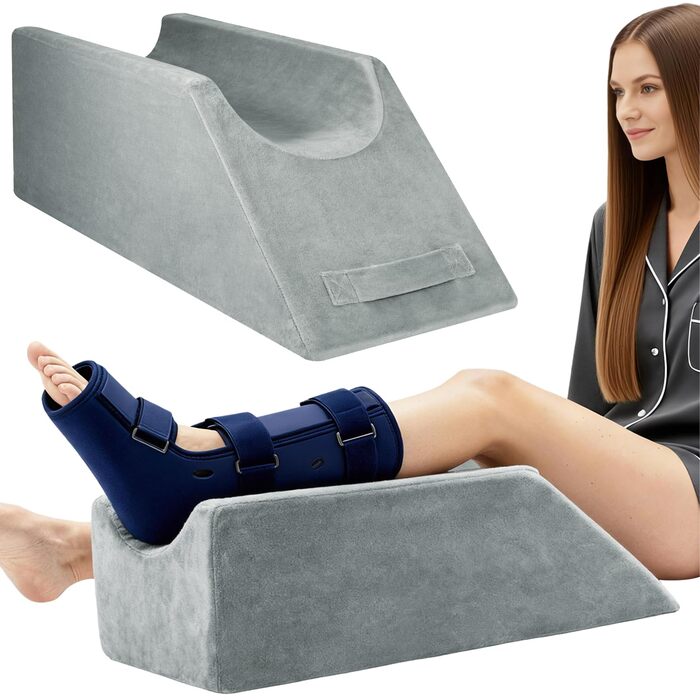 Універсальна клиноподібна подушка для підняття ніг, з піни з ефектом пам&39яті, чохол, що прається, 68x25x22 см - подушка для підняття ніг та колін, знімає набряки та біль