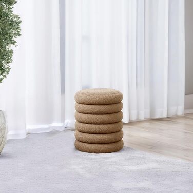 Табурет SVITA Blossom XS з місцем для зберігання, пуф, м&39яке сидіння, пуф для ніг, подушка букле, бежевий, 40Г x 40Ш x 43В см, бежевий/плюшевий