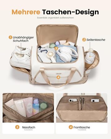 Жіноча спортивна сумка LOVEVOOK 30L Дорожня сумка з відділенням для взуття та вологим відділенням, невелика сумка для спортзалу, сумка для плавання, сумка для сауни, сумка для ручної поклажі для спорту, фітнесу, тренувань, подорожей, водонепроникна дорожн