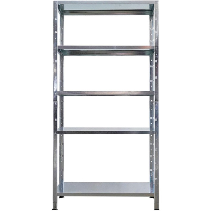 Надміцний стелаж з металевими полицями, ВxШxГ 180x90x40 см, 5 рівнів, навантаження на полицю 125 кг, оцинкований, металевий, металевий стелаж, кухонний стелаж, стелаж для підвалу, стелаж без болтів, гаражний стелаж, стелаж для зберігання, 180x90x40 см, оц