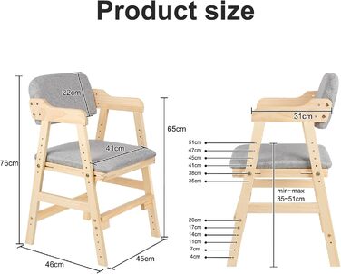 Обідній стілець OHMG зі спинкою та підлокітниками, сучасний кухонний стілець, крісло, дерев&39яний дитячий стільчик, крісло-реклайнер, стілець для вітальні, регульована спинка, базовий дитячий стільчик (1, сірий) 1 сірий