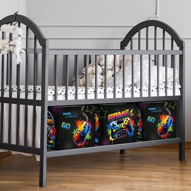 Коробка для зберігання 30 см, 3 шт., ігровий кошик для зберігання неонових вивісок, дитячий складний ігровий контролер, світлодіодна гарнітура з ручками, куб-органайзер для іграшок, книг, одягу, графіті, графіті 3 шт./набір