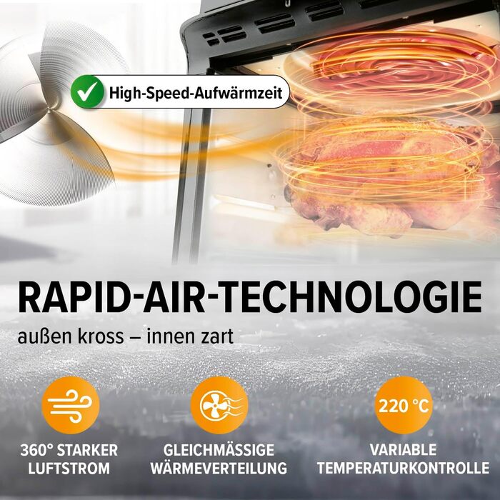 Цифрова фритюрниця GOURMETmaxx 12 л, духова шафа з нержавіючої сталі XXL Мультипіч таймер, сенсорний дисплей, гриль Нежирне, енергозберігаюче смаження 10 програм в т.ч. піца 1800 Вт нержавіюча сталь / чорний 12 літрів