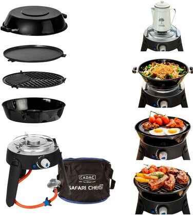 Гриль для кемпінгу Safari Chef 30 LP - 50mBar - Газовий гриль для кемпінгу - Сталь, алюміній і пластик - Газова плита для кемпінгу