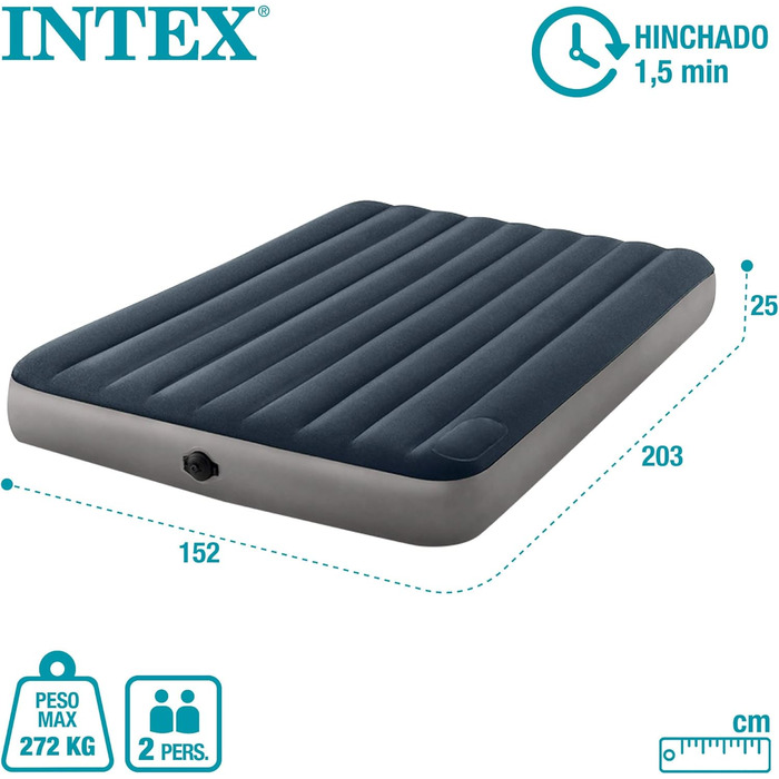 Надувний матрац Intex QUEEN DURA-BEAM SINGLE HIGH З 2-СТУПІНЧАСТИМ НАСОСОМ