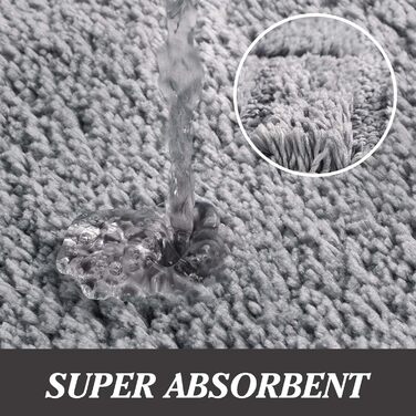 Комплект килимків для ванної кімнати Famibay, 3 предмета, нековзний килимок для ванної та килимок для туалету, що миється, м&39який та абсорбуючий, сірий килимок для ванної кімнати, 45x6550x8050x60 см