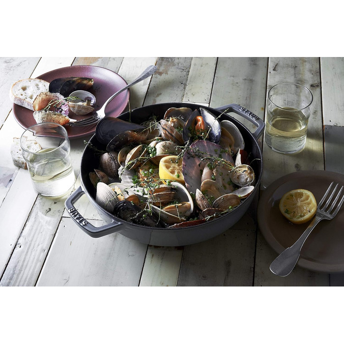 Сковорода / сковорідка для паельї STAUB з двома ручками, 34 см, чавун, для всіх типів варильних поверхонь, графітовий сірий