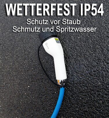 Зарядний кабель DA Hi EV тип 2 для електромобіля та PHEV 22KW 5m 32A 3-фазний, біло-блакитний, стійкий до вітру, дощу та пилу IP54