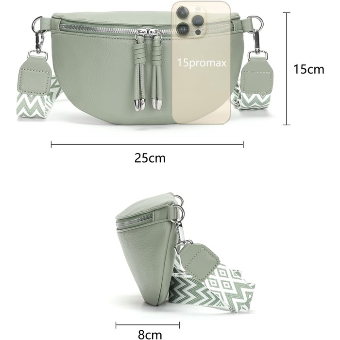 Жіноча сумка через плече Жіноча невелика сумка Жіноча стильна сумка з широким ремінцем Світло-зелений пакет кредитних карток Надіс