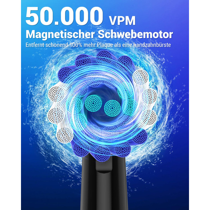 Обертова електрична зубна щітка для дорослих та дітей з 8 насадками, електрична зубна щітка з настінним тримачем та зарядною станцією, 5 режимів чищення та дорожній футляр, 60 днів роботи від акумулятора