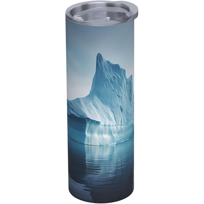 Кухоль з прямою трубочкою, дизайн айсберга, дорожній кухоль з принтом, підходить для кемпінгу, офісу та дому, 590 мл