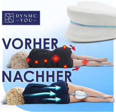 Подушка для колін для сну на боці - Ергономічна подушка з піни з пам&39яттю форми для ніг, стегон та спини - Подушка для ніг для спокійного сну з дихаючою та пральною оббивкою 26x22 см