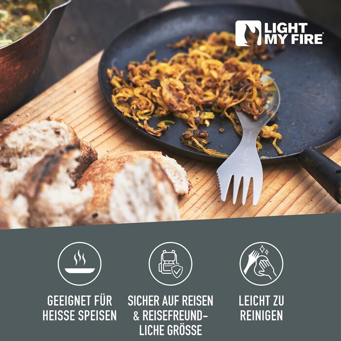 Надлегкі титанові столові прибори, кемпінгові столові прибори 3-в-1 з ложкою, виделкою та ножем, столові прибори для активного відпочинку в дорозі, ложка на винос - міцні дорожні столові прибори зі Швеції, Spork New Version (зроблено у Швеції)