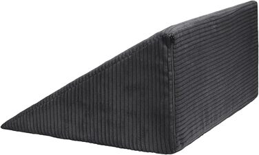 Широкополосна вельветова клиноподібна подушка Selfitex 60x50x30 см, Виготовлено в Німеччині, зручна подушка для читання, подушка для спини, ергономічна форма, подушка для ніг зі стійкої піни, знімний чохол, легке чищення (антрацит) Широкополосна вельветов