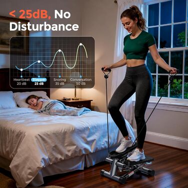 Степер Sportsroyals для вправ на сходах для дому степер з гойдалками вгору-вниз із силовими канатами для тренування м&39язів спини/рук/сідниць, міні-степер для фітнесу вдома та офісу