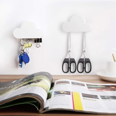Тримач для ключів MoKo магнітний, 2 шт. для наклеювання, гачок для ключів без свердління для стіни - білий