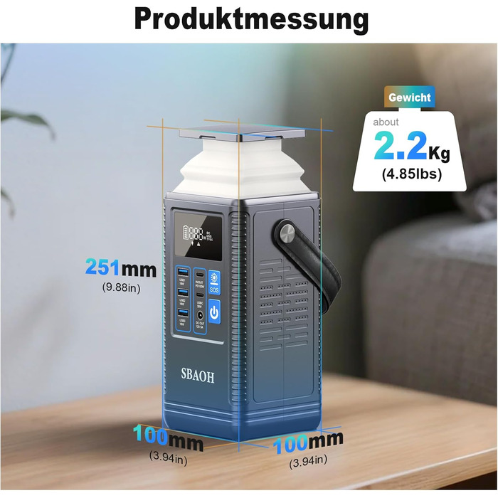 Зовнішній акумулятор Powerstation PD100W, акумулятор SBAOH 296 Втгод для кількох пристроїв, сонячний генератор для кемпінгу, активного відпочинку, подорожей, надзвичайних ситуацій (адаптер живлення не входить до комплекту)