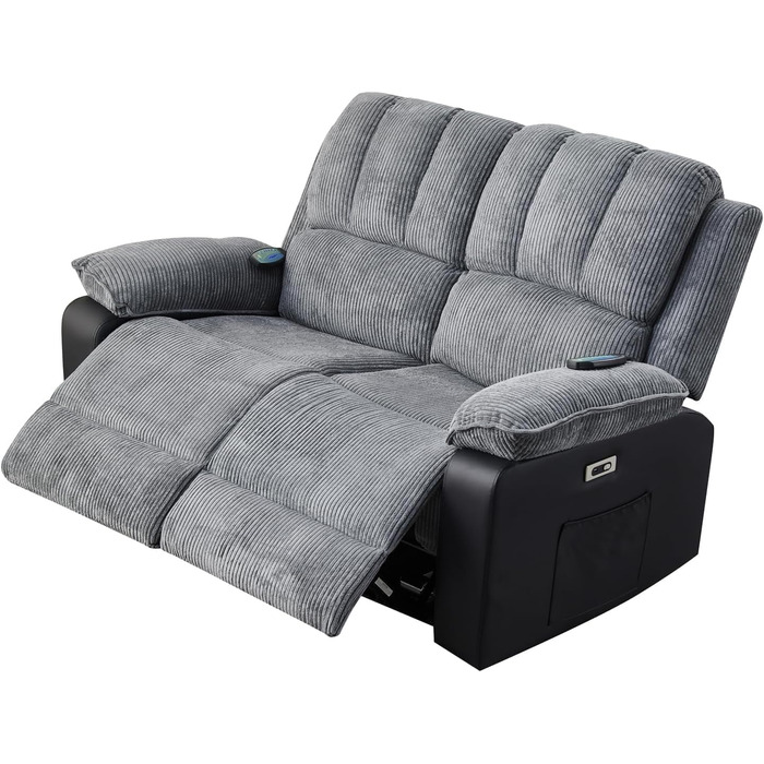 Заспокійливе масажне крісло LS для 2 осіб з підігрівом електричний розслабляючий диван для людей похилого віку, функція підігріву спини та ніг, ніжний масаж Шиацу, просте керування, вельветова тканина, 2 місця