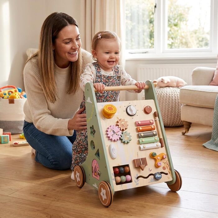 Дерев&39яні ходунки Highbird, іграшка для ходьби Монтессорі, дитячі ходунки з гумовими дерев&39яними колесами для дівчаток та хлопчиків від 1 року, розвивають моторику та стимулюють творчість