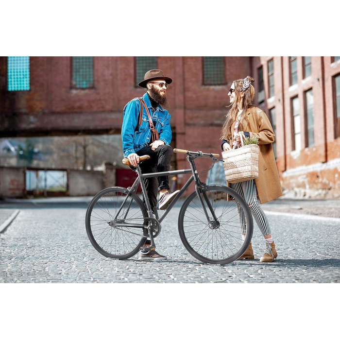 Велосипед BIKESTAR Singlespeed 700C 28 дюймів, міський, з фіксованою рамою Шосейний велосипед з рамою 53 см, ретро, вінтажний, чоловічий/жіночий Безризиковий тест, бежевий та коричневий