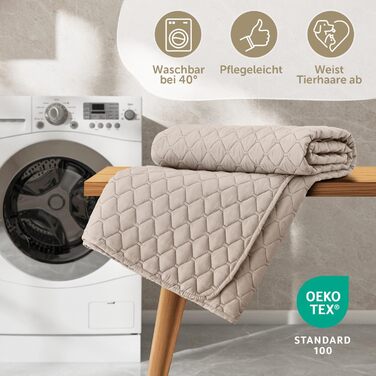 Покривало Blumtal 220x240 см - Сертифіковане Oeko-TEX покривало 220x240 см - підходить як покривало для ліжка розміром 140x200 / 160x200 / 180x200 (розміри ліжка) - захисне покривало для дивана - покривало бежевий пісочний 220x240 см