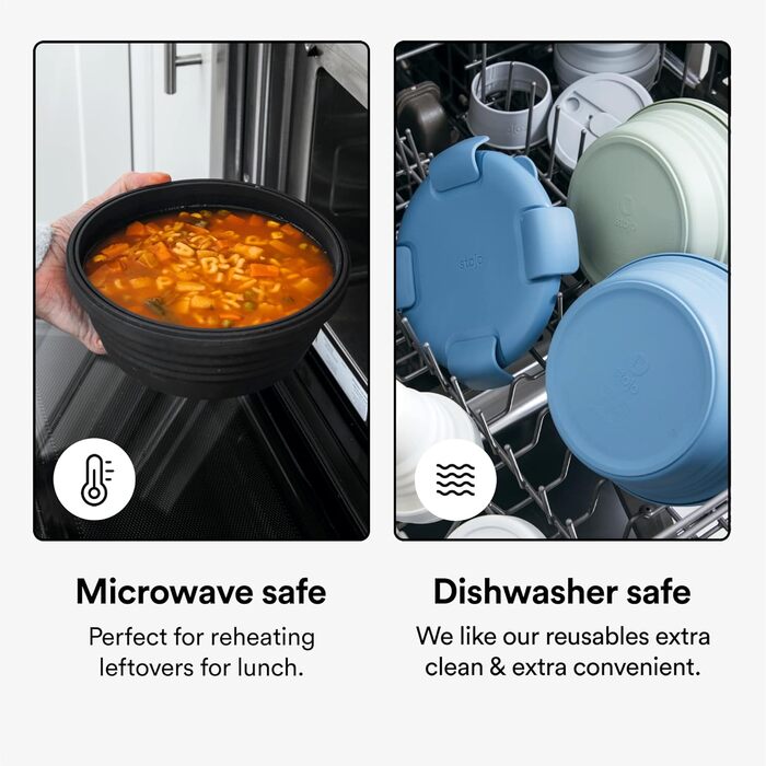 Складана миска STOJO вівсянка, 1020 мл багаторазова силіконова миска для гарячої та холодної їжі ідеально підходить для подорожей, прийому їжі, обідів, кемпінгу та походів безпечна для мікрохвильової печі та вівсянки