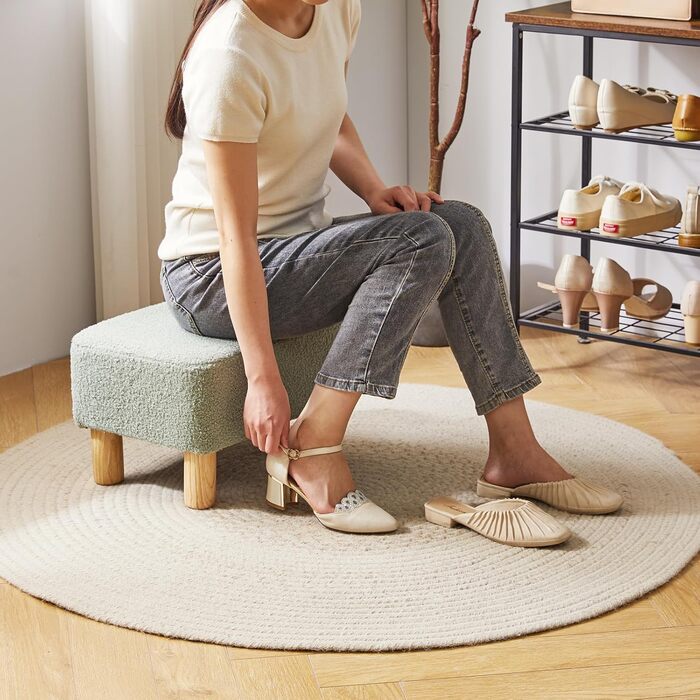 Прямокутна підставка для ніг YMYNY, підставка для ніг з дерев&39яними ніжками, підставка для ніг із сидінням, дерев&39яна підставка для ніг, невелика м&39яка підставка, лавка для взуття для вітальні, спальні, 402925 см зеленого кольору HBD030GR