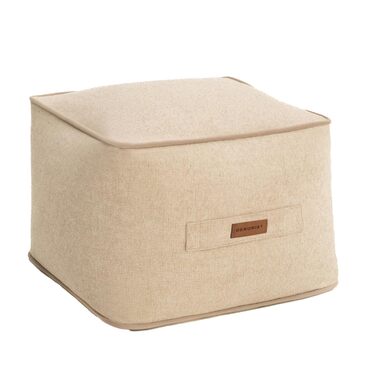 Пуф-стілець, квадратний пуф, високоякісний стілець, легкий у догляді пуф, пуф-стілець для вітальні, спальні, Quantum, 46 x 46 см, кремовий