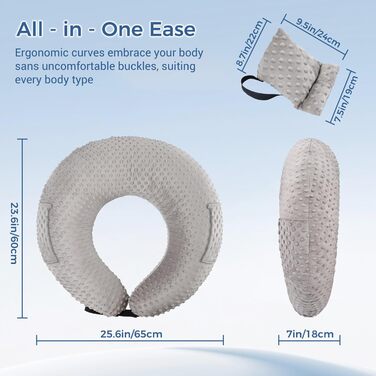 Подушка для читання INFANZIA для ігор, подушка для підтримки підлокітників, U-подібна подушка для колін з бічною кишенею для ліжка та дивана, компактна ігрова подушка з підтримкою планшета для читання, в&39язання гачком, робочий сірий колір